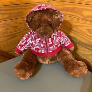 Aeropostale Aero Teddy Bear Plush Red Full Zip Hoodie Toy Stuffed Animal 2007